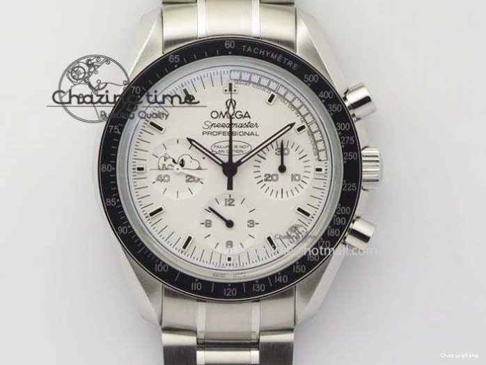 1223 Efficient Speedmaster JHF SS Snoopy Award 45th Anniversary White dial On SS Bracelet 8239